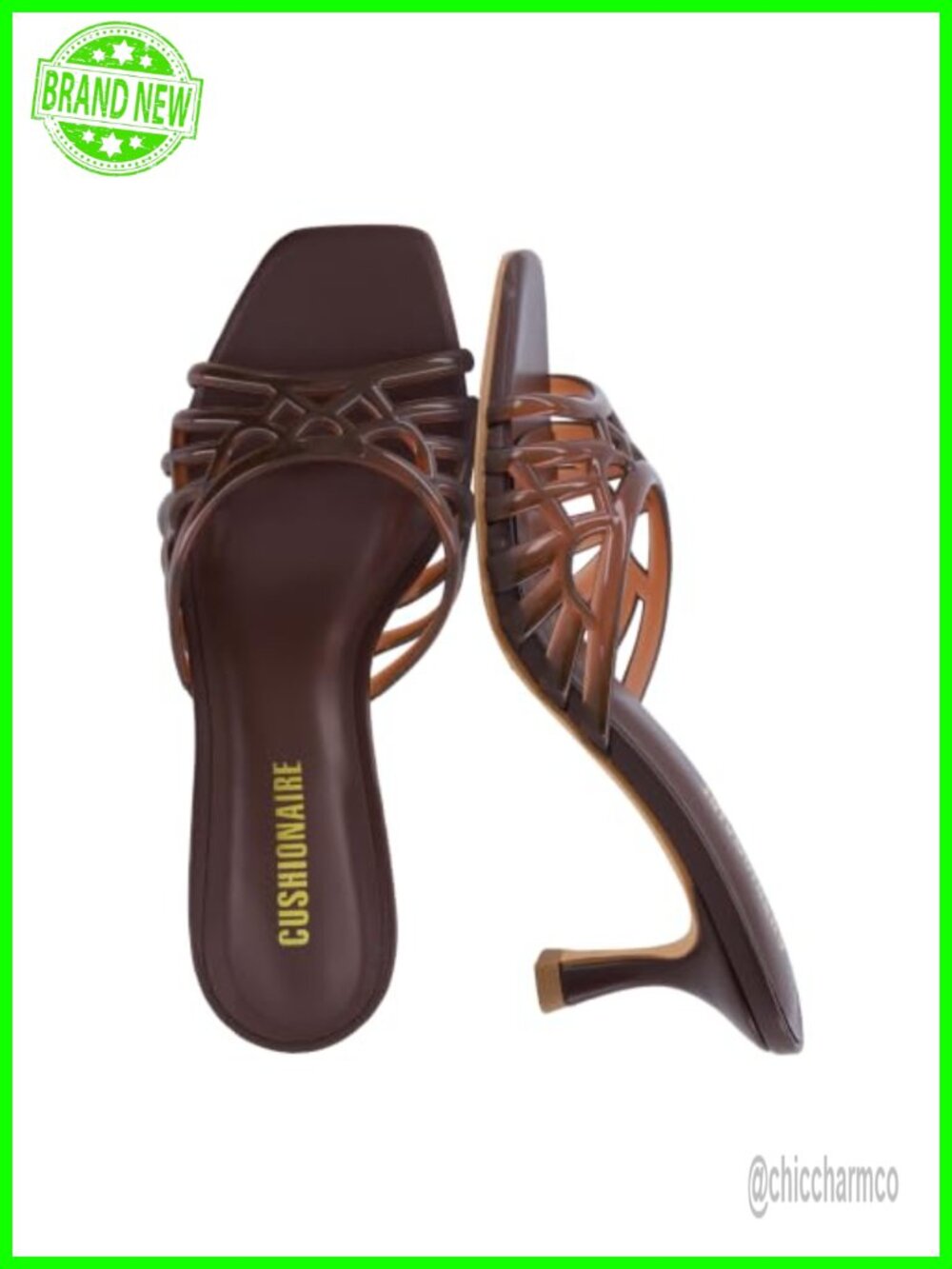 CUSHIONAIRE Naty Jelly Kitten Heels for Women, Slip-On Square Toe Mule